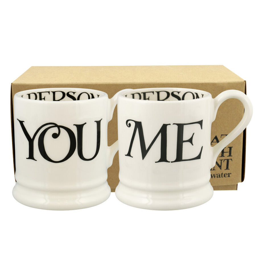 Black Toast You & Me Set of 2 1/2 pint mugs by Emma Bridgewater