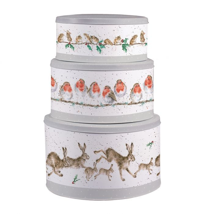 Christmas Set of 3 Cake Tins by Hannah Dale.