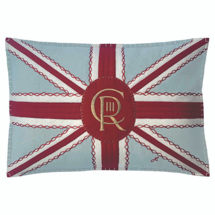 Jan Constantine Coronation Union Jack Insignia Pillow - Duck Egg Blue