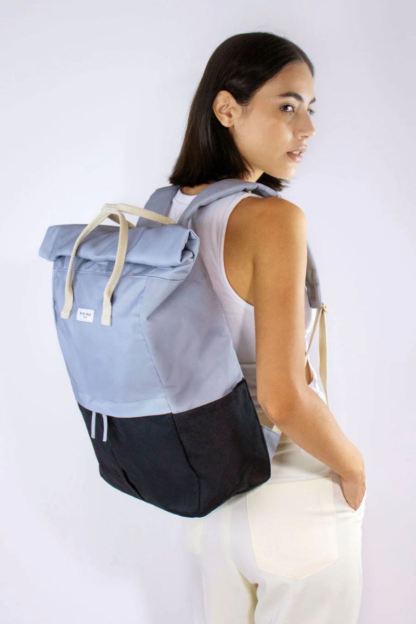 Light Grey & Black “Hackney” Large Backpack  made form 100% recycled plastic bottles from Kind Bag London.