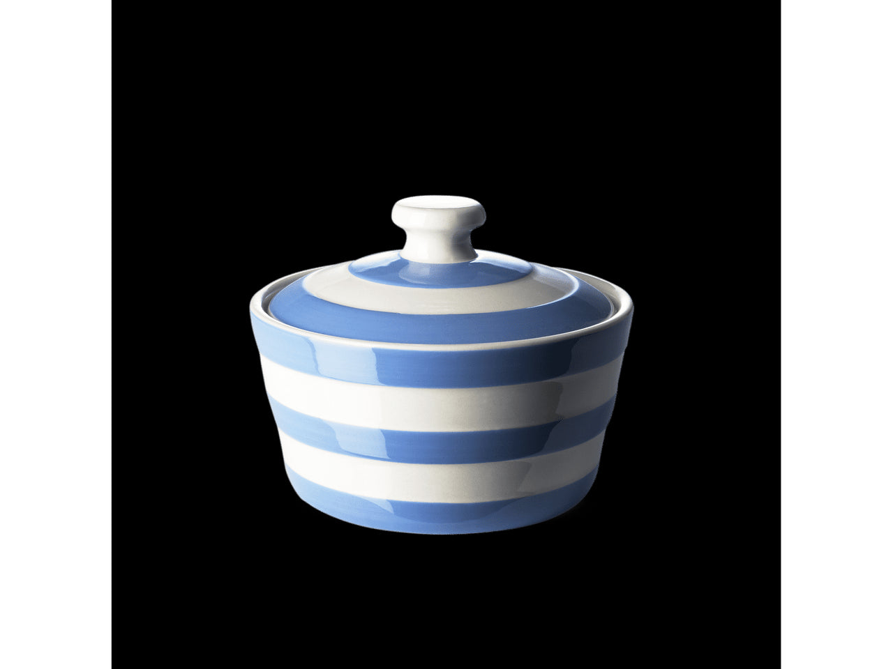 Cornishware Striped Butter Dish - blue