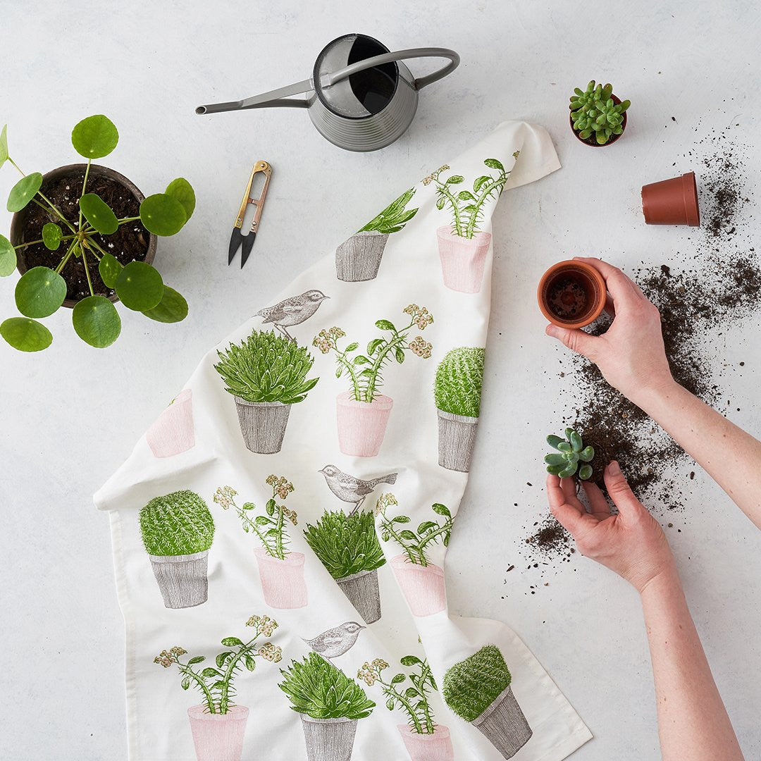 Thornback & Peel Cactus & Bird 100% Cotton Tea Towel