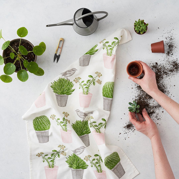 Thornback & Peel Cactus & Bird 100% Cotton Tea Towel
