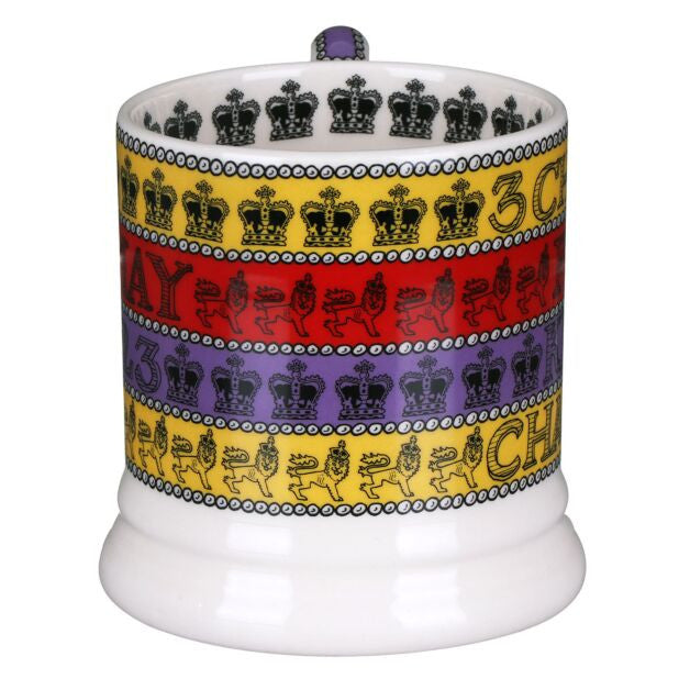 3 Cheers for King Charles III 1/2 Pint Mug by Emma Bridgewater. Handmade in England.