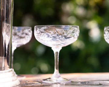 Cocktail Glass with Fern Design by The Vintage List.