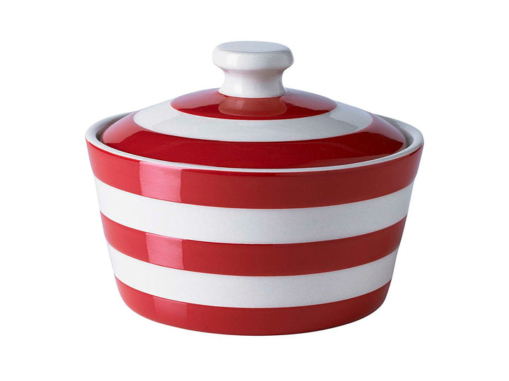 Cornishware Striped Butter Dish - red