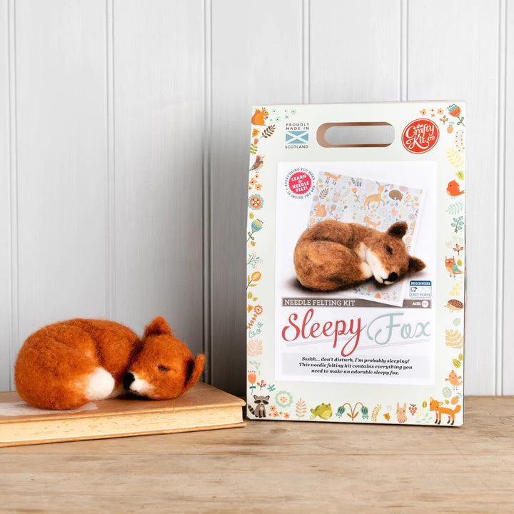 Sleepy Fox Needle Felting Kit from The Crafty Kit Co. Made in Scotland