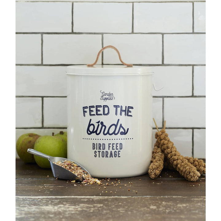 'Feed the Birds' Bird Feed Tin in Stone by Burgon & Ball