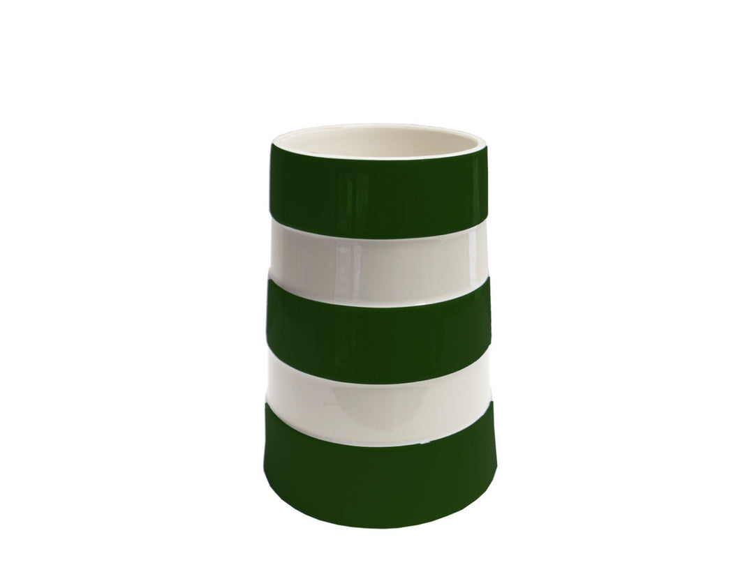 Cornishware Lighthouse Striped Medium Vase - Adder Green