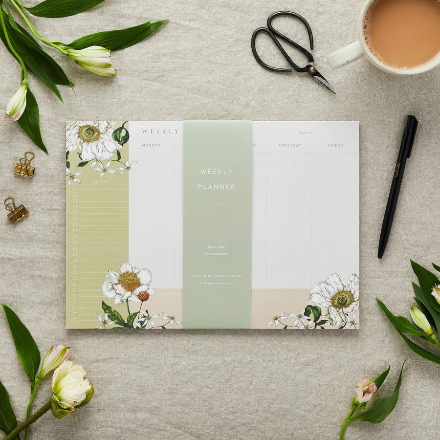 Spring Blossom A4 Weekly Planner by Catherine Lewis Design