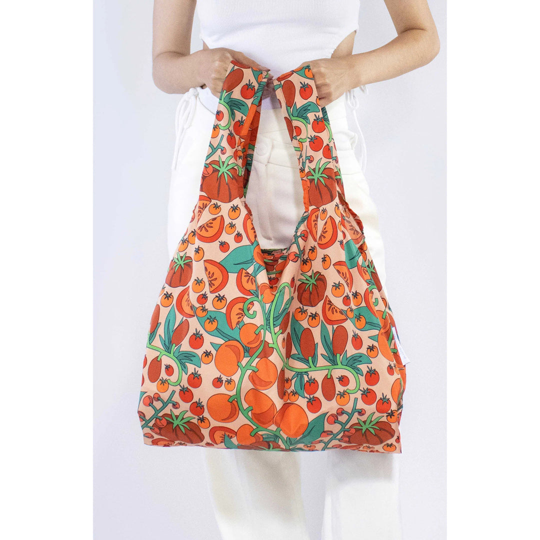 Tomato Medium Reusable Bag made form 100% recycled plastic bottles from Kind Bag London.