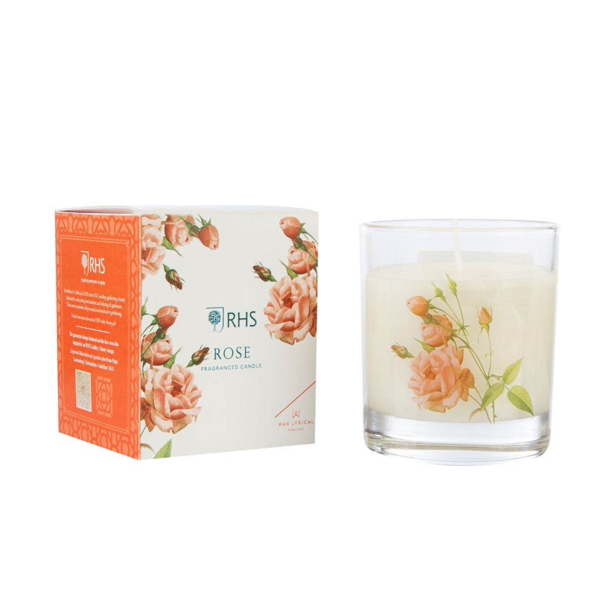 RHS Fragrant Garden Rose Candle by Wax Lyrical. Made in England.