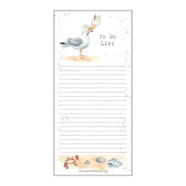 Seagull and Ice Cream Lined Shopping List Pad by Paper Shed Designs.
