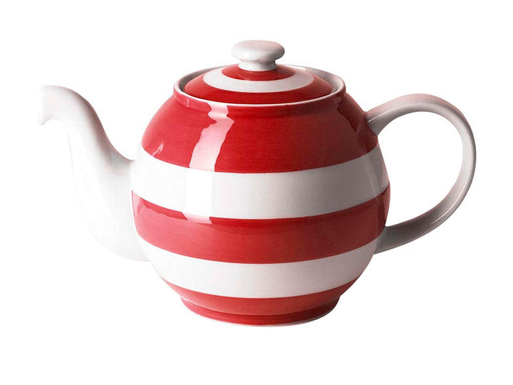 Cornishware Blue Striped Large Betty Teapot - red