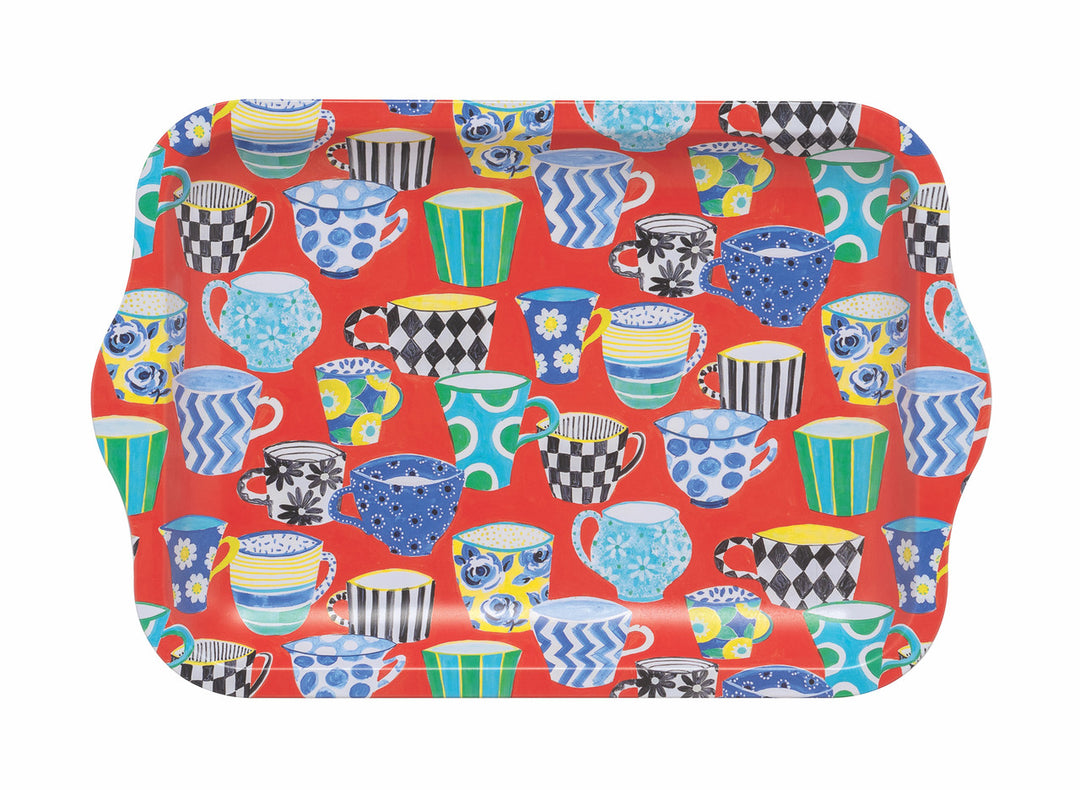 Red Teacup Small Tin Tray