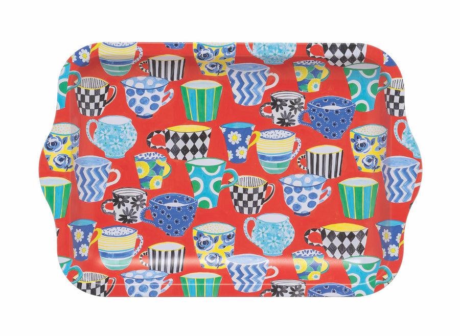 Red Teacup Small Tin Tray