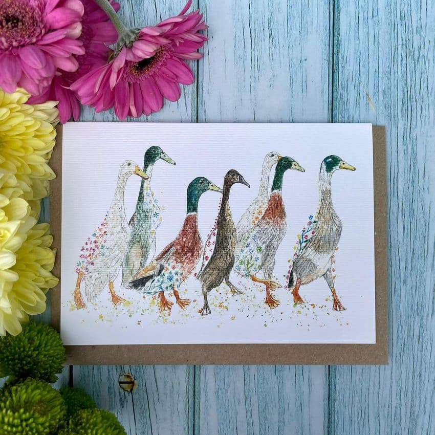 Ducks in a Row Blank Greetings Eco Card by Jen Winnett 