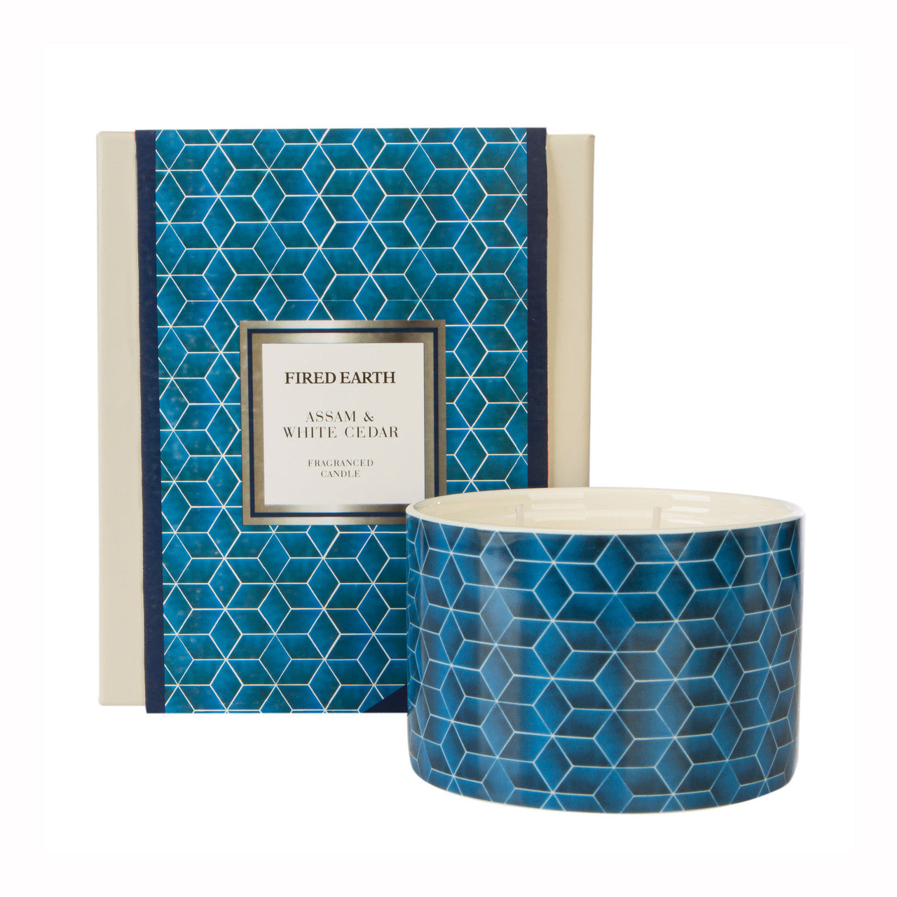 Fired Earth Ceramic Multi Wick Assam & White Cedar Candle by Wax Lyrical. Made in the UK.