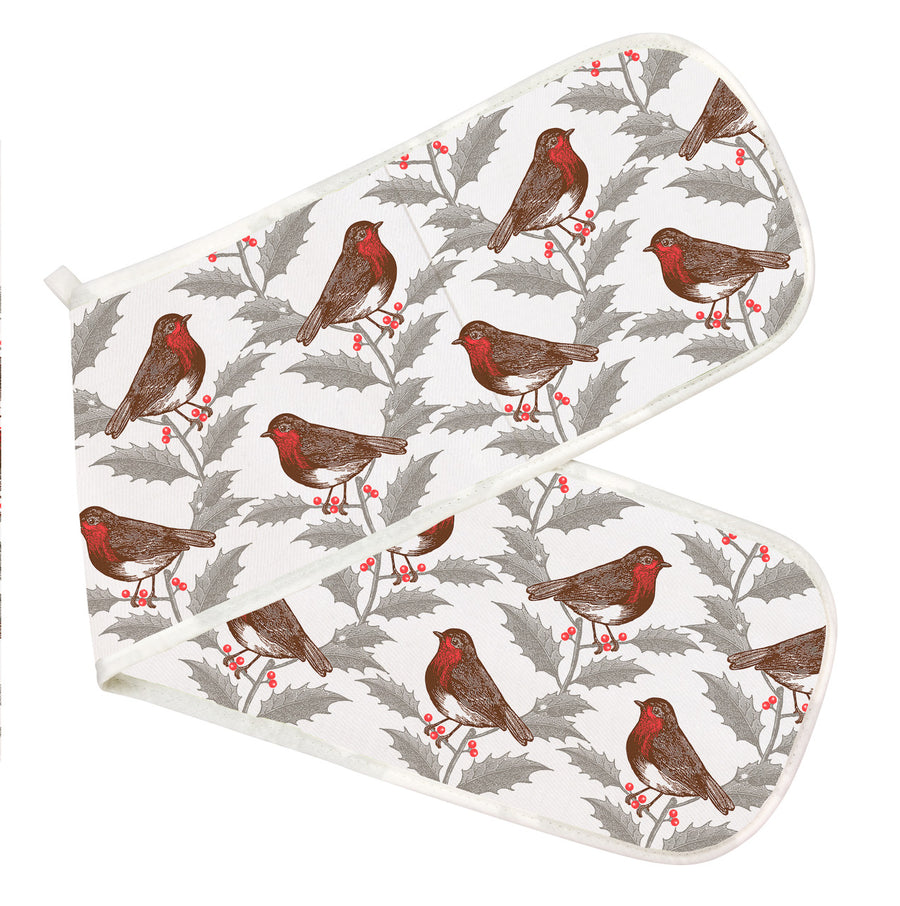 Thornback & Peel Robin & Holly Double Oven Glove.