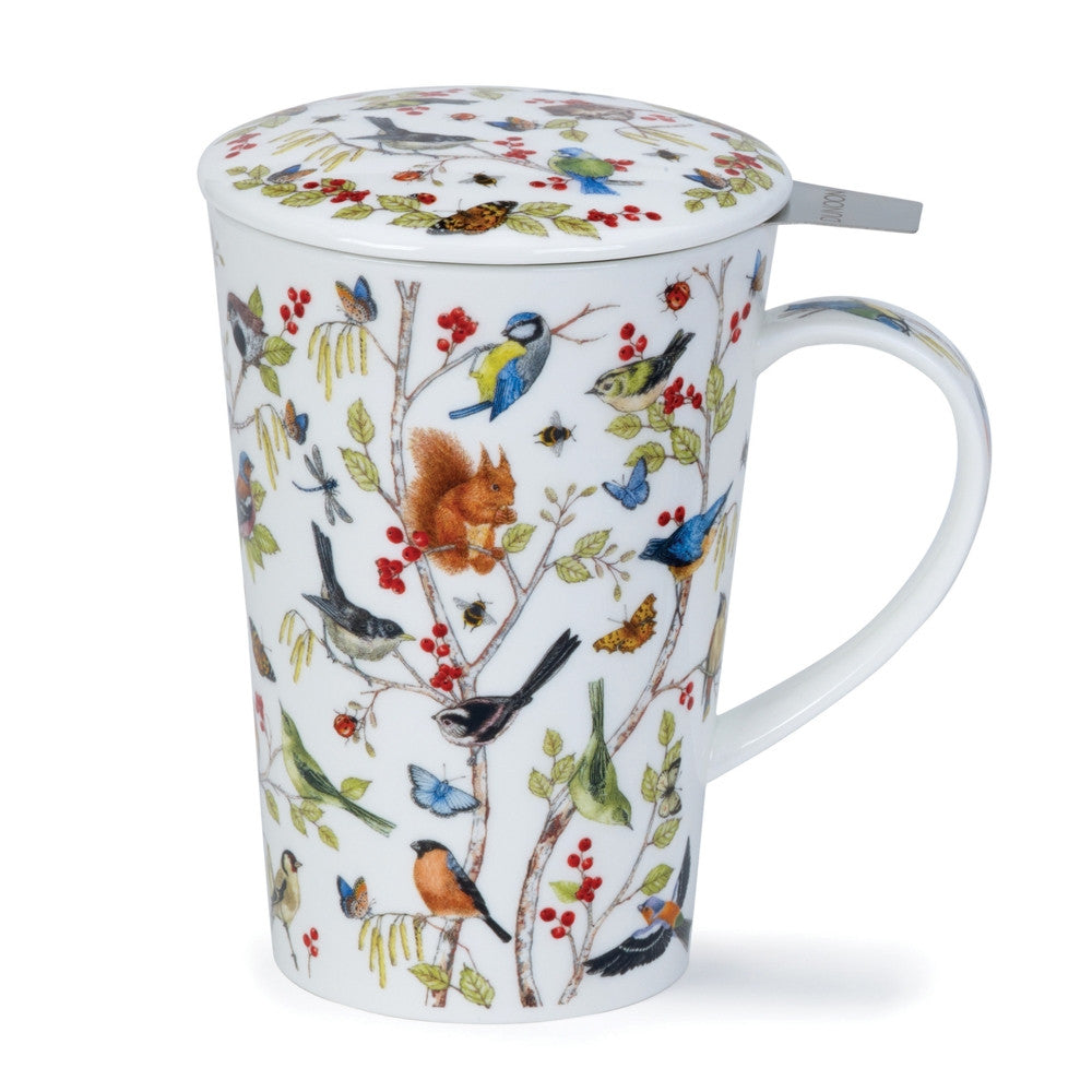 Dunoon fine bone china Secret Wood mug and infuser set in the Glencoe shape. Handmade in England.