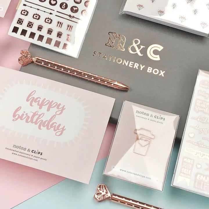 Blush and Rose Gold Stationery Box by Notes & Clips.