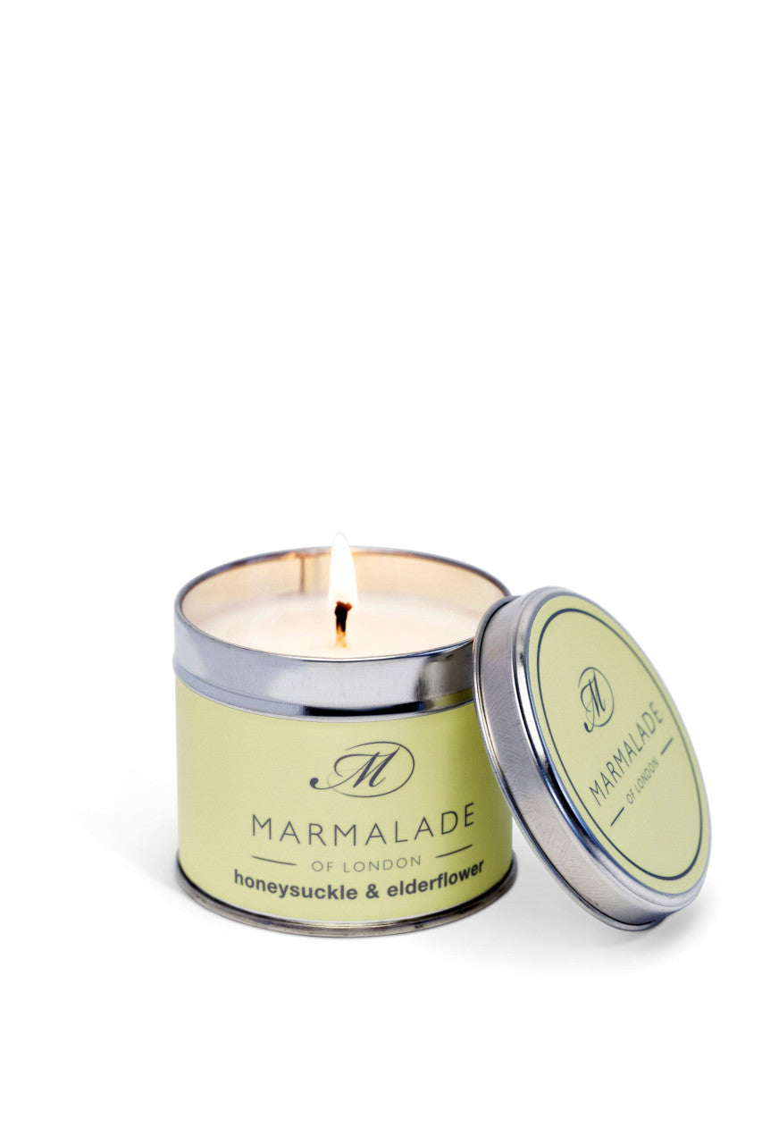Honeysuckle & Elderflower Medium tin Candle from Marmalade of London.
