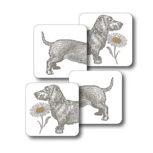 Dog and Daisy Set of 4 Coasters by Thornback and Peel.