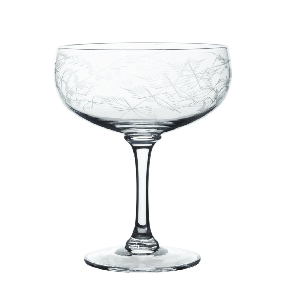 Cocktail Glass with Fern Design by The Vintage List.
