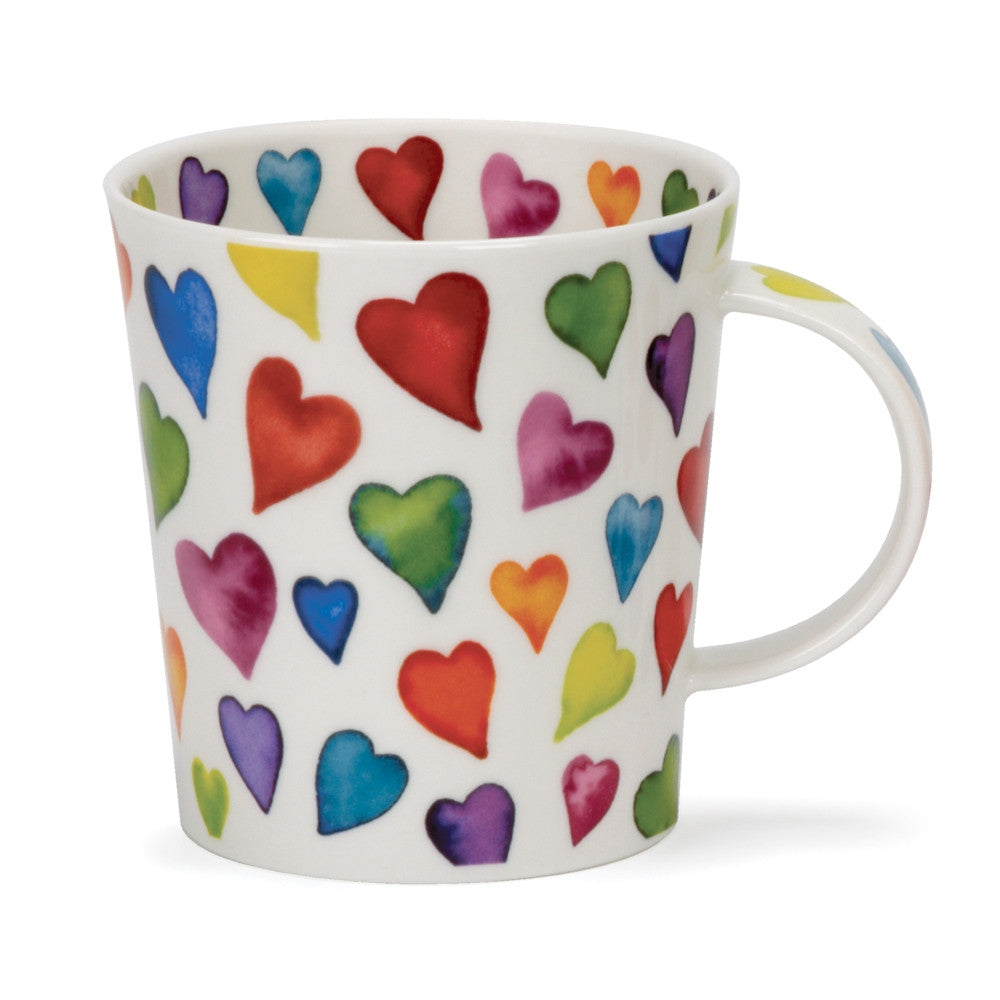 Warm Hearts fine bone china mug  in Dunoon's Lomond Shape. Handmade in England.