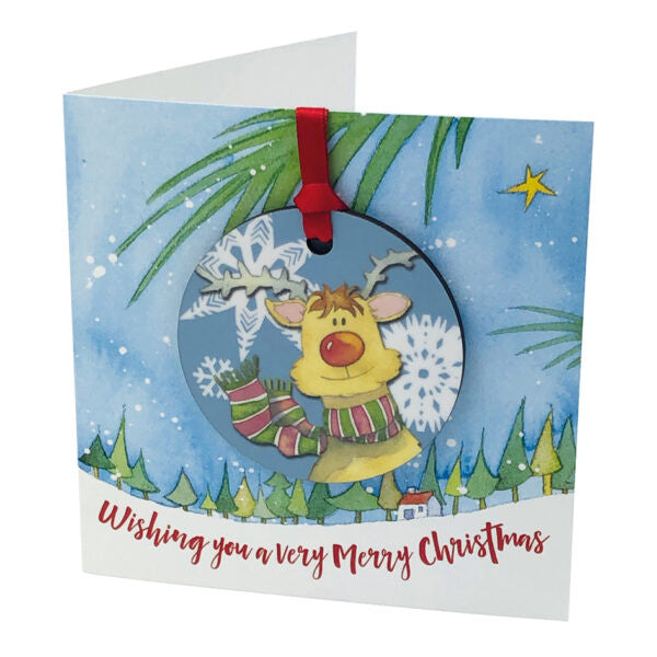 Rudolph Melamine Bauble Card