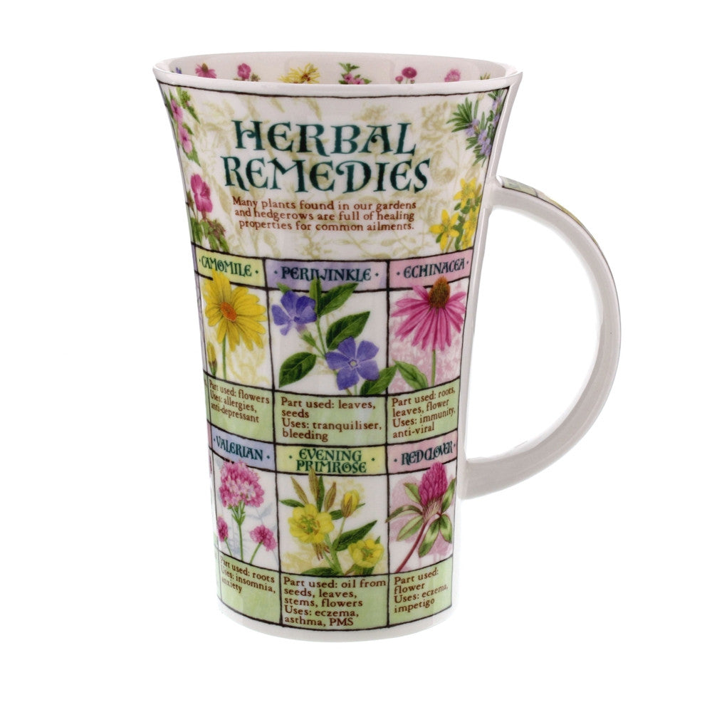 Dunoon fine bone china Herbal Remedies mug in the Glencoe shape. Handmade in England.