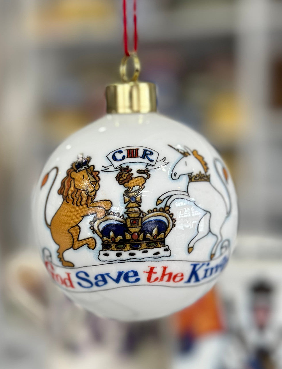 King Charles III Coronation Bone China Bauble by Alison Gardiner.