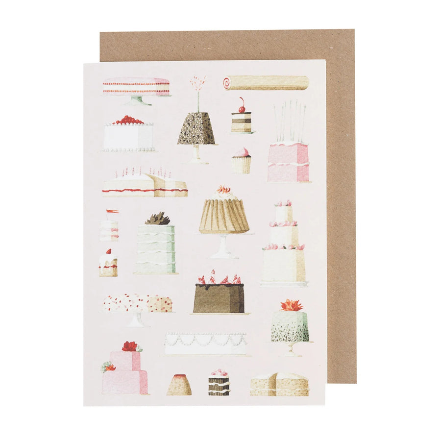 Cakes Blank Greetings Card by Laura Stoddart. Made in England