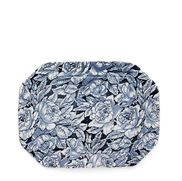 Burleigh Ink Blue Hibiscus Rectangular Platter