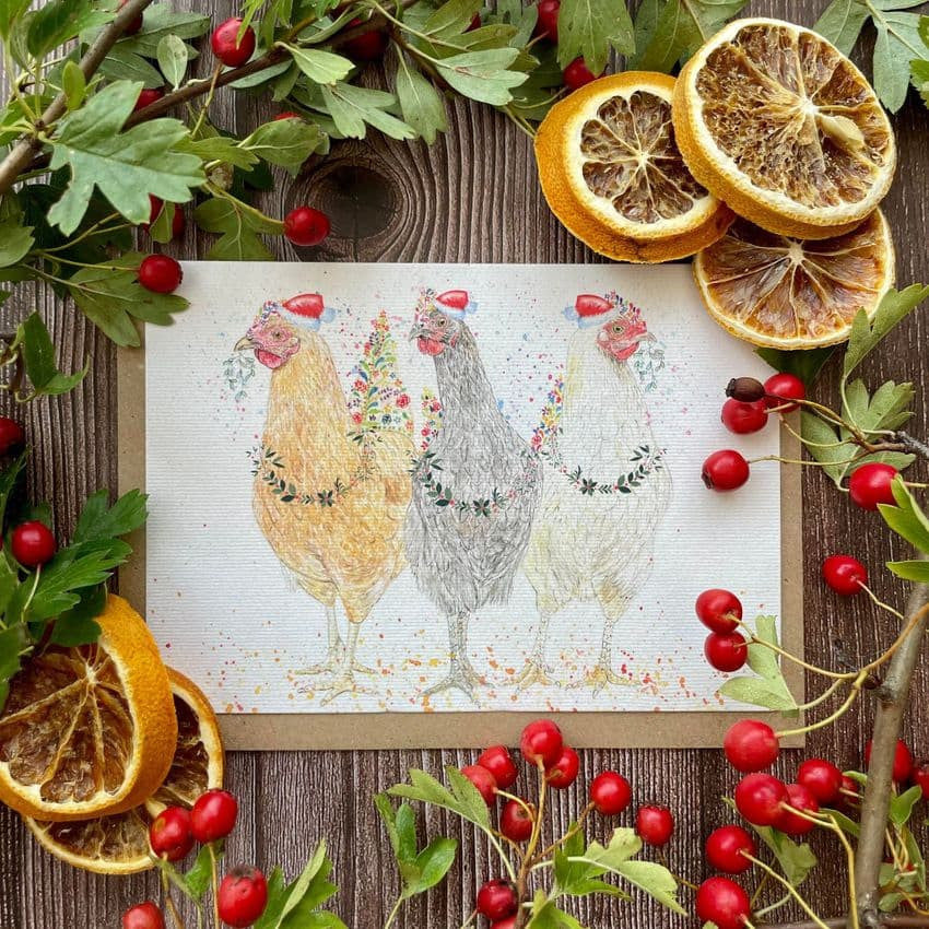 Three French Hens Eco Card by Jen Winnett