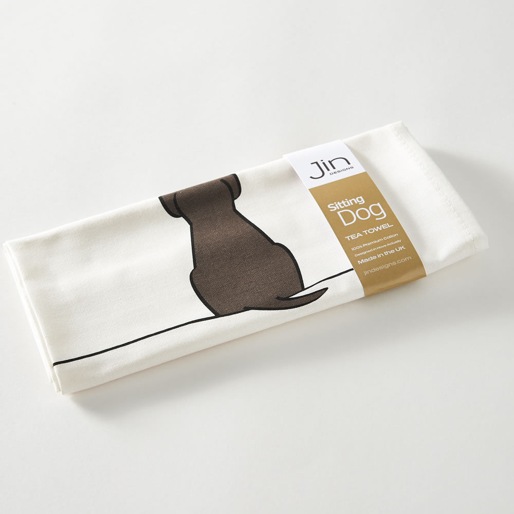 Sitting Dog Tea Towel by Jin Designs.