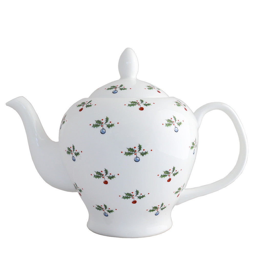 Holly and Berry Bone China Teapot by Jane Abbott