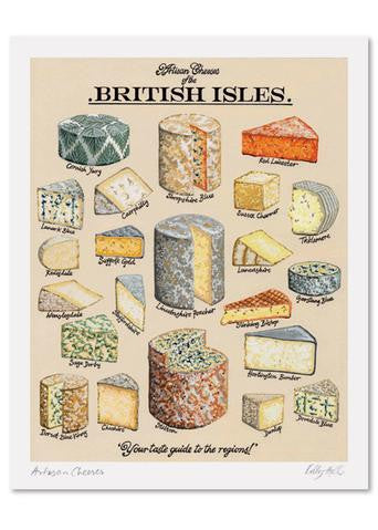 Kelly Hall Artisan Cheeses Print. Printed in England.