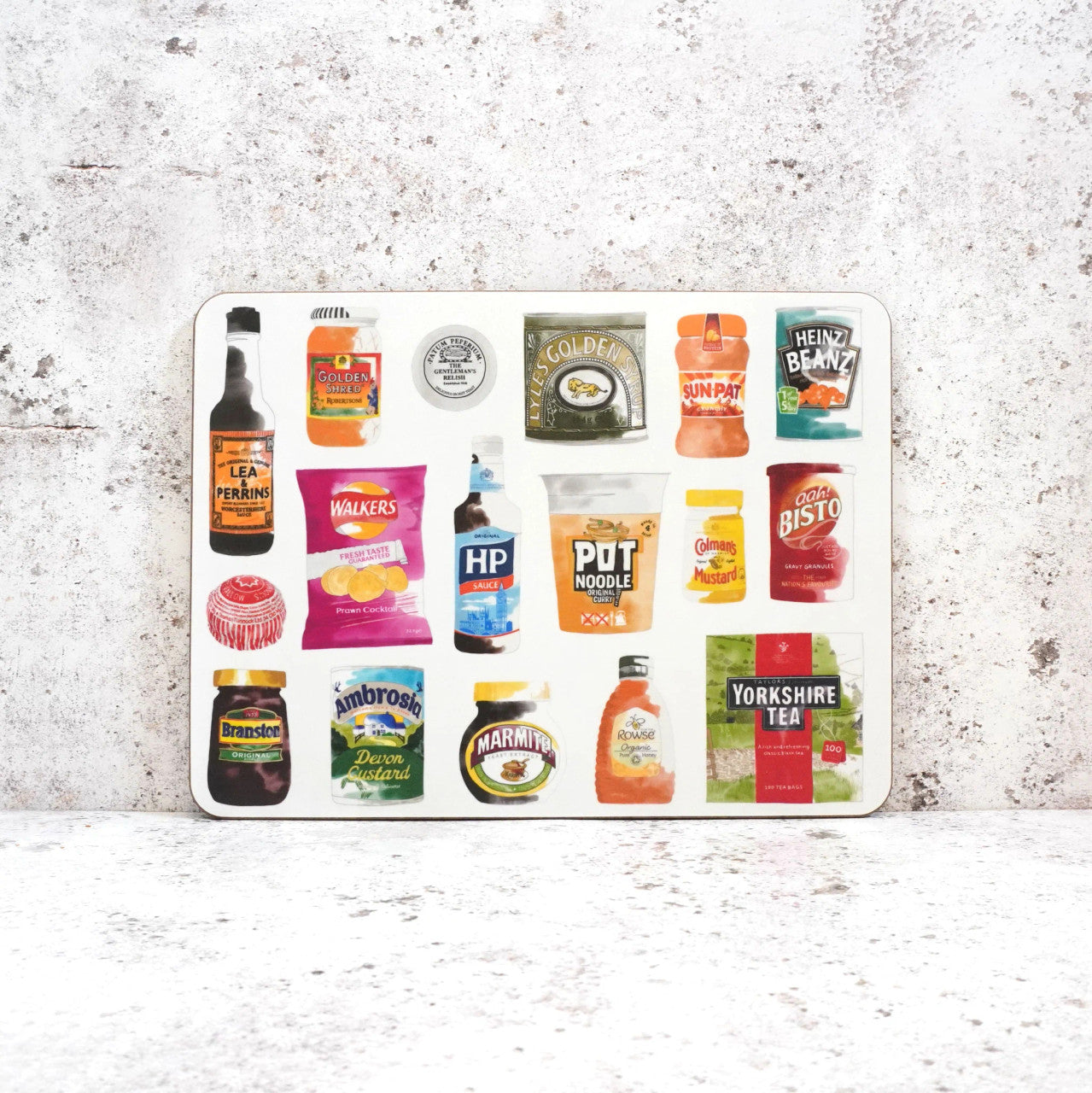 British Store Cupboard Placemat by Corinne Alexander. Made in England.