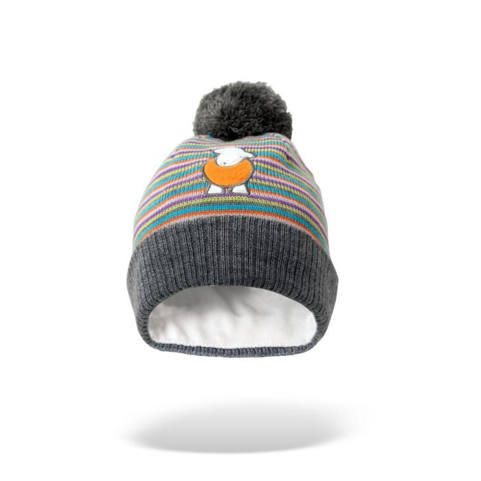 Herdy Multi-Colored Striped Bobble Hat