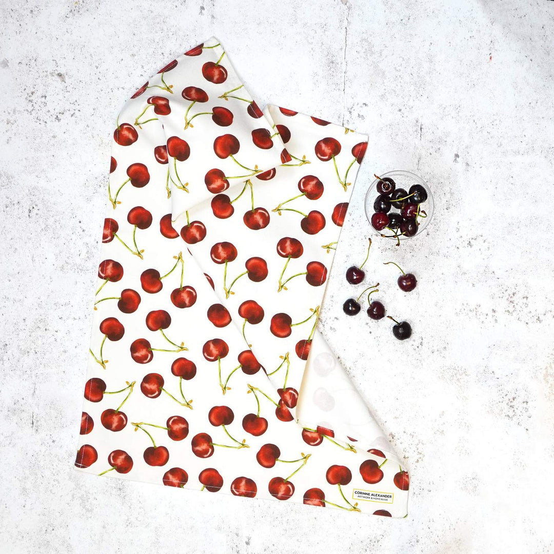 Cherry Tea Towel by Corinne Alexander.
