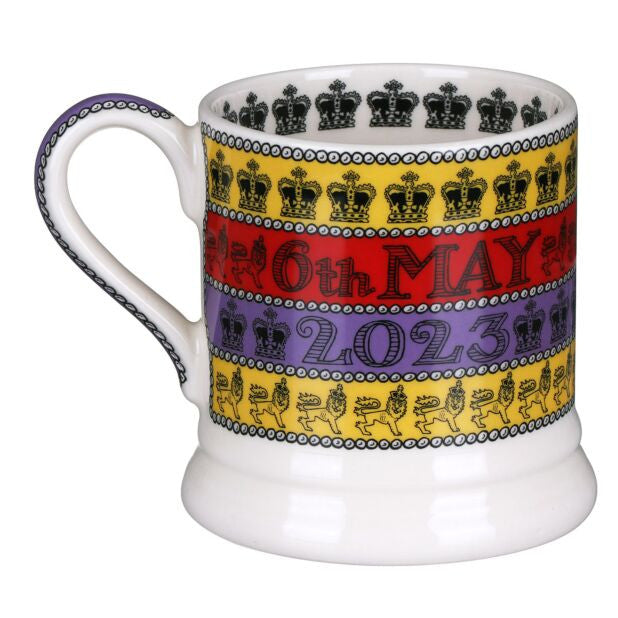 3 Cheers for King Charles III 1/2 Pint Mug by Emma Bridgewater. Handmade in England.
