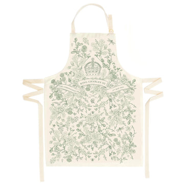 King Charles III Coronation Apron by Victoria Eggs. Image