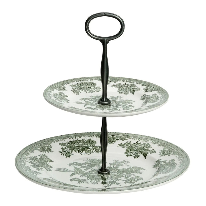 Burleigh Dark Green Asiatic Pheasants Two-Tier Cake Stand